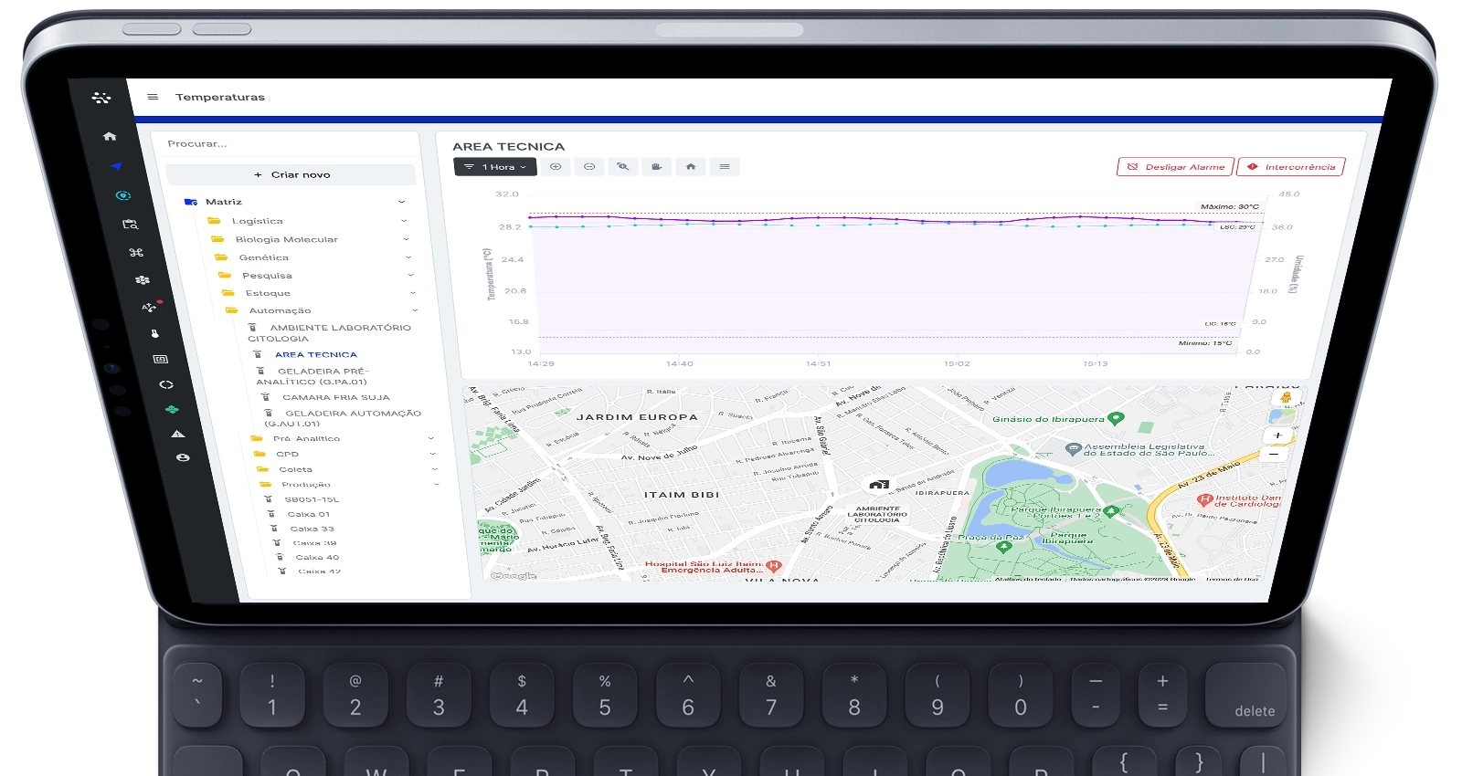 Sistema e software de monitoramento de temperatura e umidade para caixas, refriegradores, camaras de vacina, geladeiras e veículos HageLab